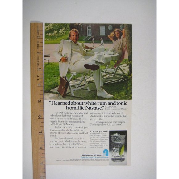 Porter Rican Rum Bill Dennis Tennis Vintage 1968 Print Ad 9 in Tall - Picture 2 of 2